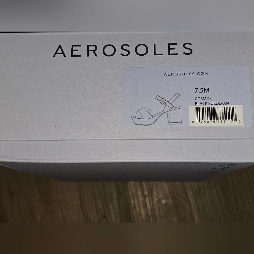 Aerosoles Cosmos Black Suede Block Heel Sandals – 7.5M – NIB - Picture 4 of 10